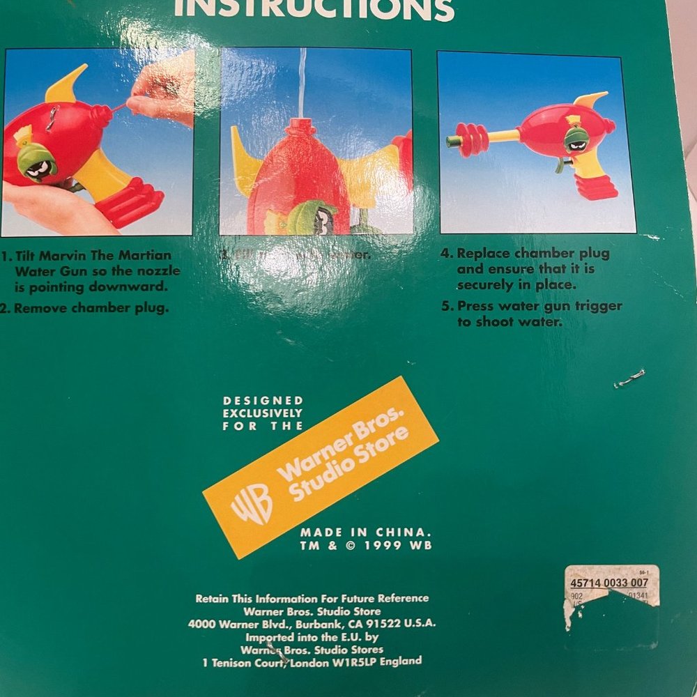 NIB Vintage 1999 Warner Bros Studio Store Marvin the Martian Water Pistol - Picture 6 of 7